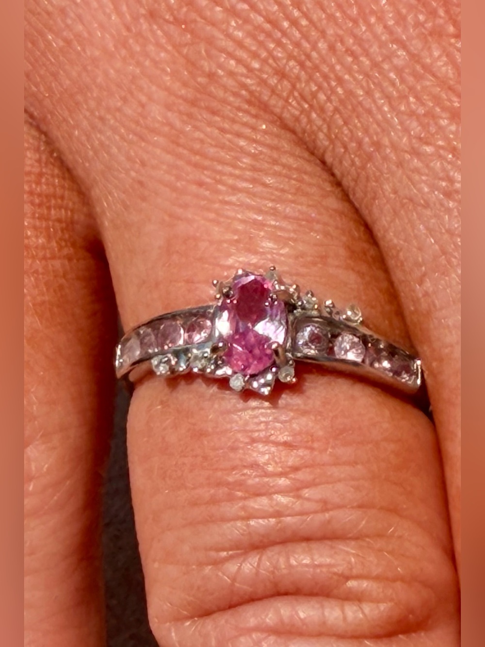 10K SOLID White Gold 2.02 CTW Pink Sapphire & Diamond Ring | AAA Pink Sapphire|7